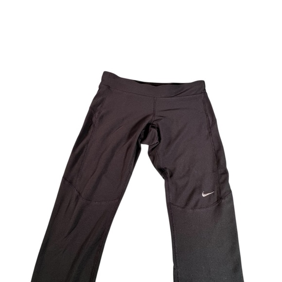 Nike Dri-FIT Running Pants Medium Black Zip Hem Reflective Logo Pockets - Picture 2 of 13